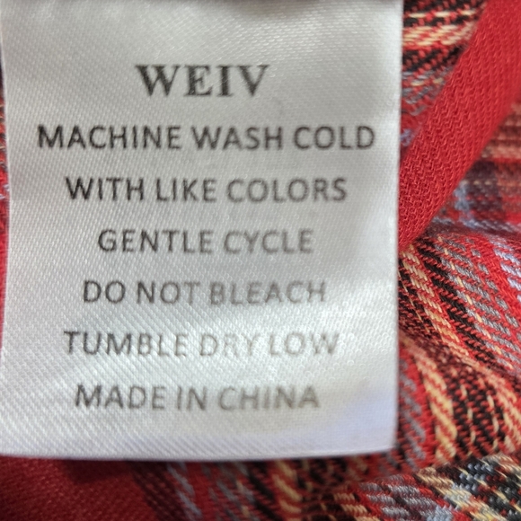 WEIV Los Angeles Red Plaid Flannel Shirt Men's M Button Up Cotton Blend Grunge - Picture 4 of 5